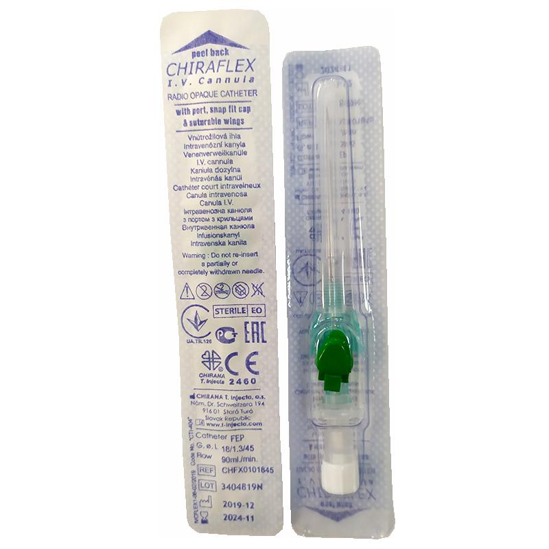 CHIRAFLEX Інтравенозна канюля 18 G з портом з крильцями